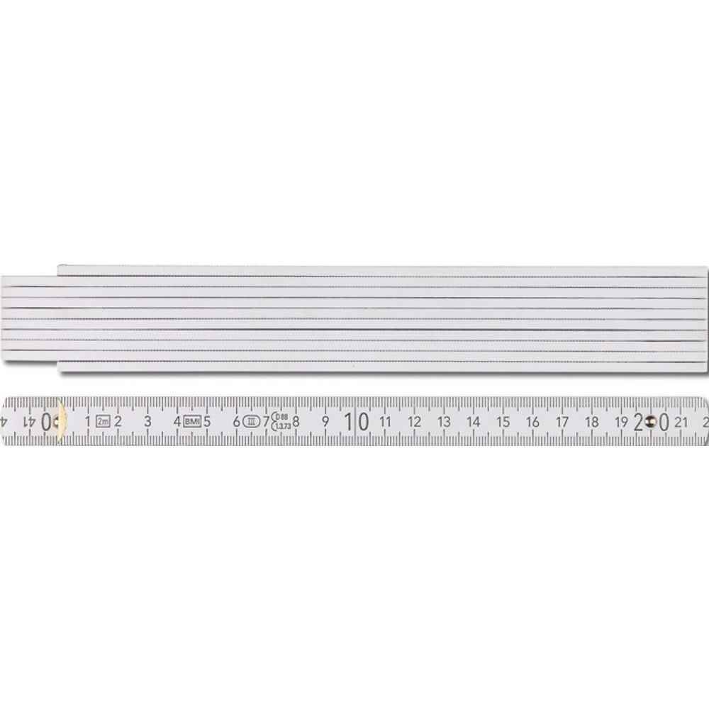 Produktabbildung Nr. 1: BMI Gliedermaßstab 9072, mm/cm EG III, Länge 2 m Breite 16 mm, Buche weiß
