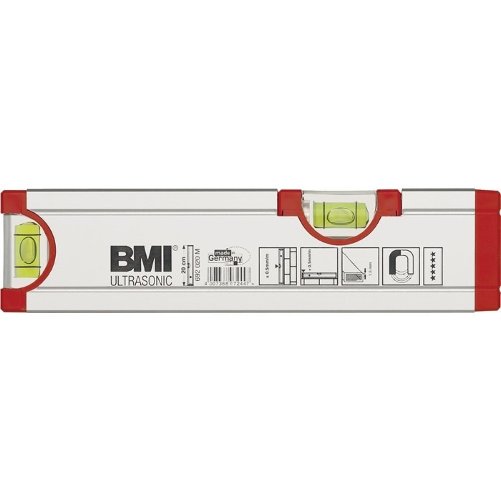 Produktabbildung Nr. 1: BMI Wasserwaage ULTRASONIC 20cm Alu.silber ± 0,5mm/m m.Magnet