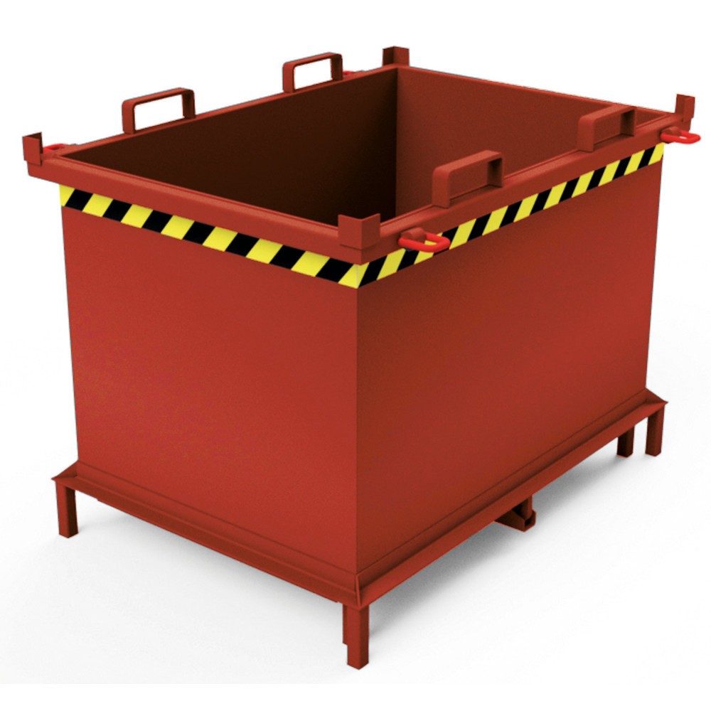 Product afbeelding: Bodemklepcontainer met automatische activering, met poten, volume 1 m³, bloedoranje