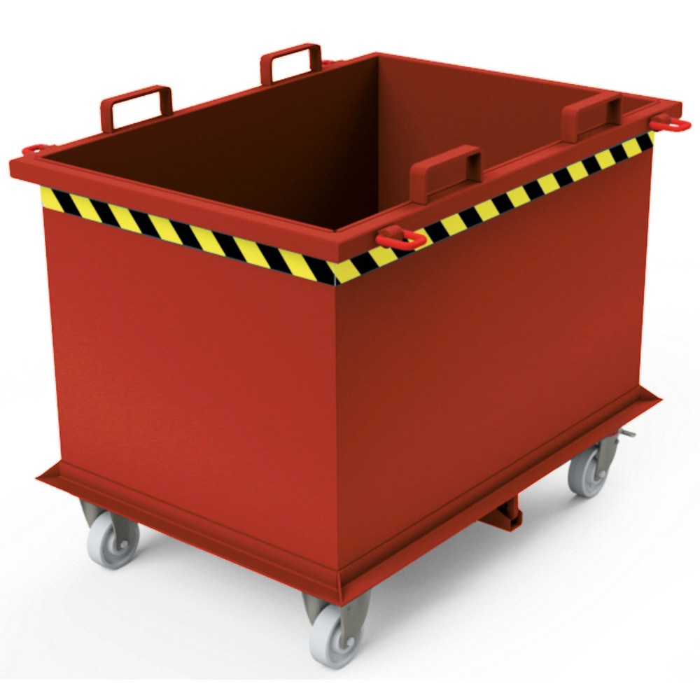 Product afbeelding: Bodemklepcontainer met automatische activering, met wielen, volume 0,75 m³, bloedoranje
