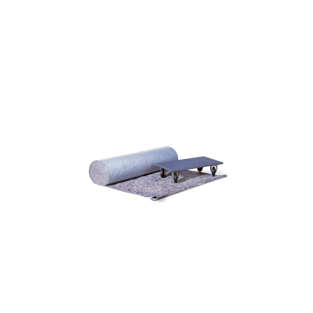 Bodenschutzvlies, Unterseite kunststoffbeschicht, 270 g/m², 1000 mm x 50 lfm. Produktabbildung: Bodenschutzvlies, Unterseite kunststoffbeschicht, 270 g/m², 1000 mm x 50 lfm.