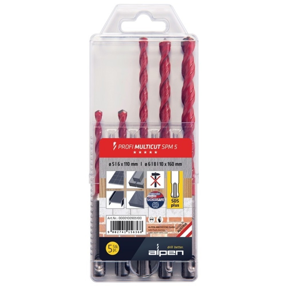 Produktabbildung Nr. 2: Bohrersatz Profi Multicut 5tlg.5,6x110,6,8,10x160mm SDS-Plus
