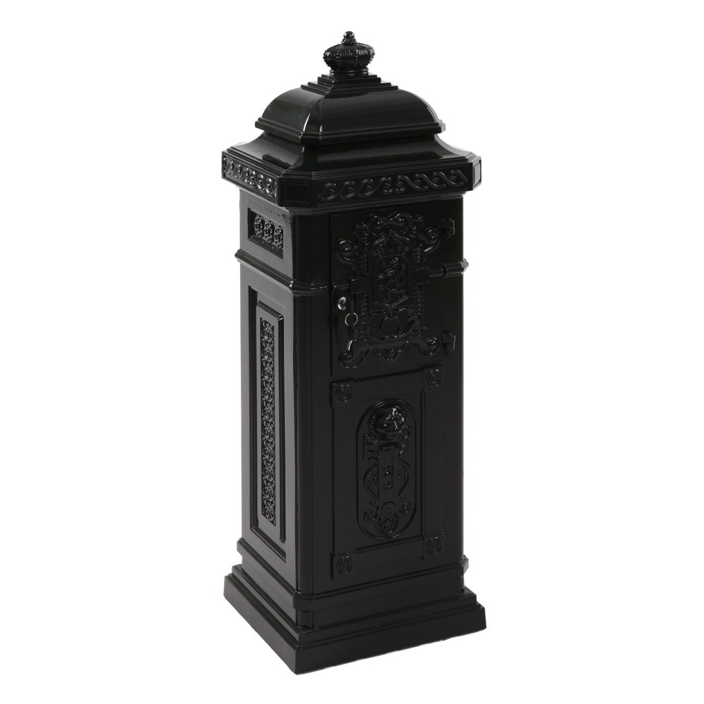 N° de l'image du produit 3 : Boîte aux lettres colonne avec clapet d’insertion, carrée, en aluminium coulé, vert