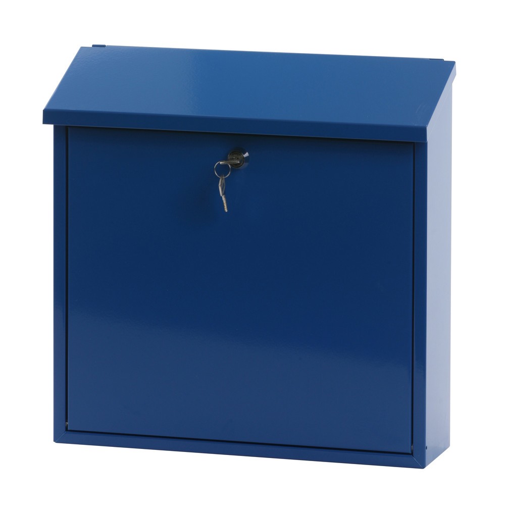 N° de l'image du produit 1 : Boîte aux lettres murale Malagan, avec serrure à cylindre, en acier galvanisé, bleu