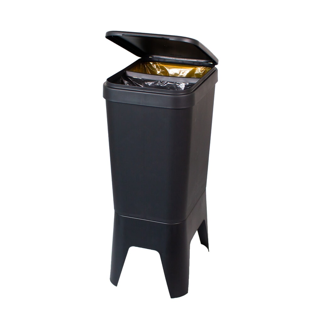 BON TON Circubin Abfallbehälter, aus 100 % recyceltem Polypropylen, 2 x 20 Liter, mit Deckel, anthrazit Produktabbildung Nr. 2: BON TON Circubin Abfallbehälter, aus 100 % recyceltem Polypropylen, 2 x 20 Liter, mit Deckel, anthrazit