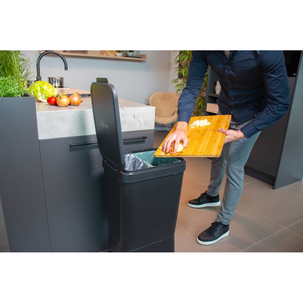 BON TON Circubin Abfallbehälter, aus 100 % recyceltem Polypropylen, 2 x 20 Liter, mit Deckel, anthrazit Produktabbildung Nr. 7: BON TON Circubin Abfallbehälter, aus 100 % recyceltem Polypropylen, 2 x 20 Liter, mit Deckel, anthrazit
