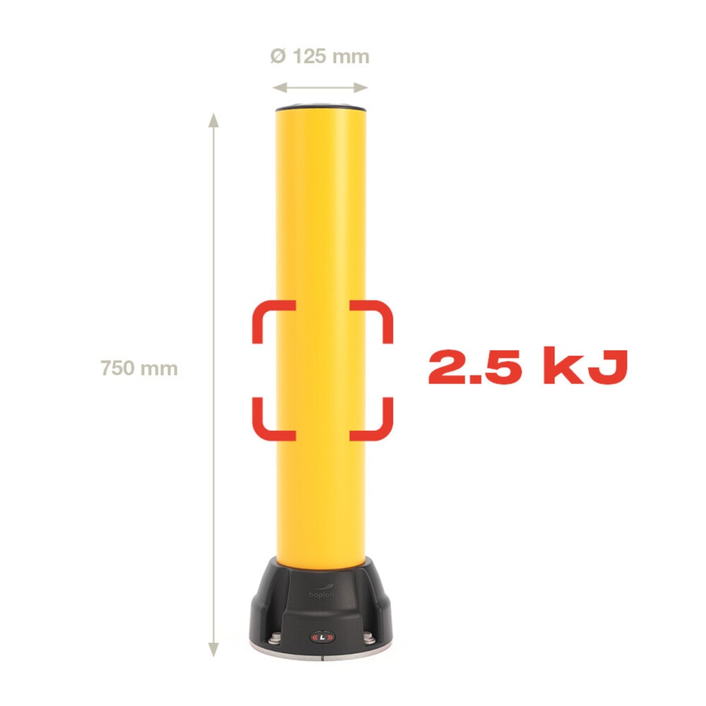 Produktabbildung Nr. 2: BOPLAN® Rammschutzpoller Flex Impact® BO125L, Innen- und Außenbereich, Höhe 750 mm, Grundplatte rostfreier Stahl, gelb