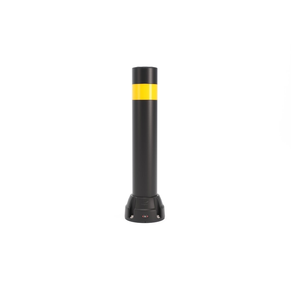 Produktabbildung Nr. 1: BOPLAN® Rammschutzpoller Flex Impact® BO125L, Innen- und Außenbereich, Höhe 750 mm, Grundplatte zinkbeschichtet, schwarz / gelb