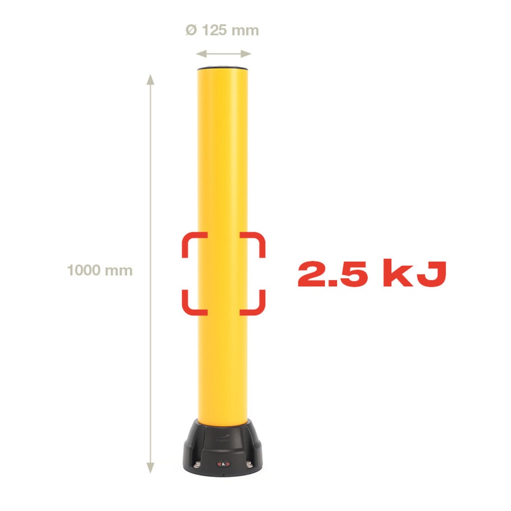 Produktabbildung Nr. 3: BOPLAN® Rammschutzpoller Flex Impact® BO125L, Innen- und Außenbereich, Höhe 1.000 mm, Grundplatte zinkbeschichtet, gelb