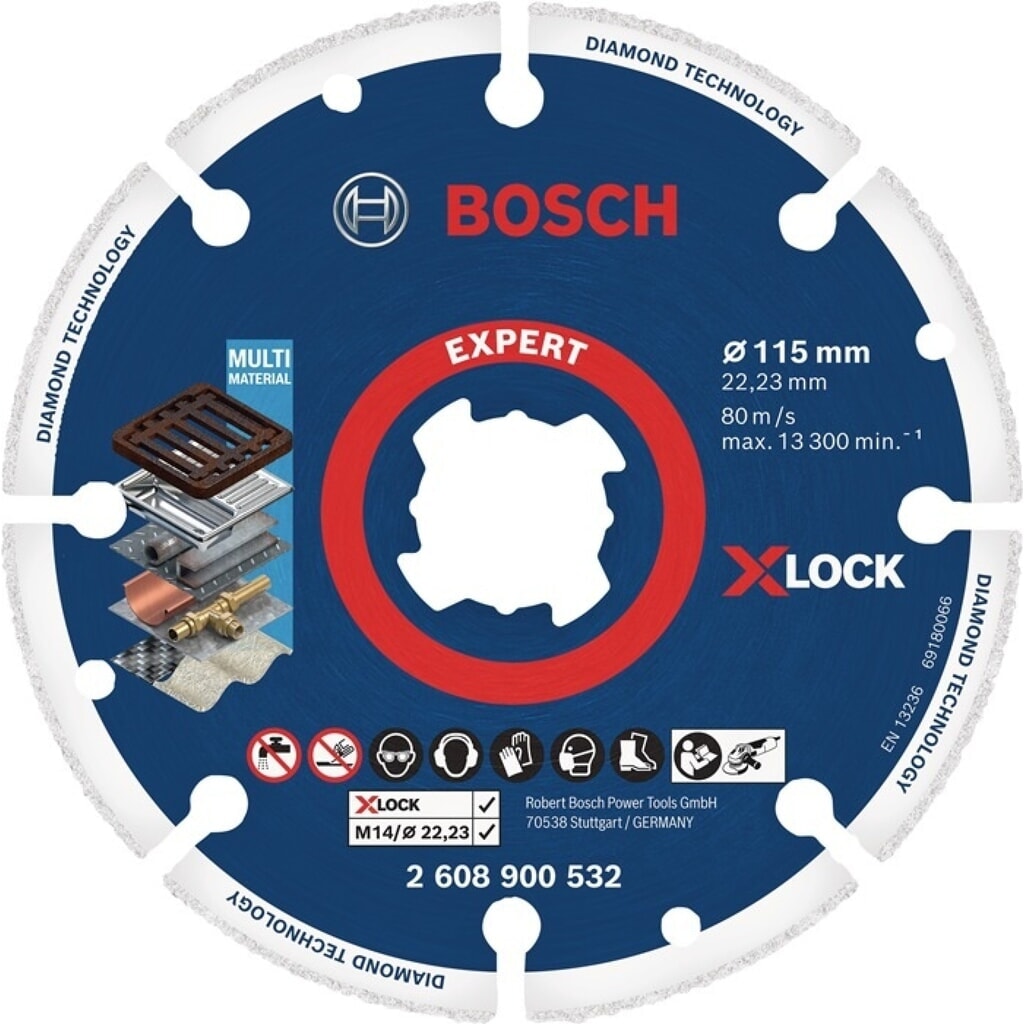 BOSCH Diamanttrennscheibe Expert Diamond Metal Wheel X-LOCK, Ø 125 mm Bohrung 22,23 mm Produktabbildung: BOSCH Diamanttrennscheibe Expert Diamond Metal Wheel X-LOCK, Ø 125 mm Bohrung 22,23 mm