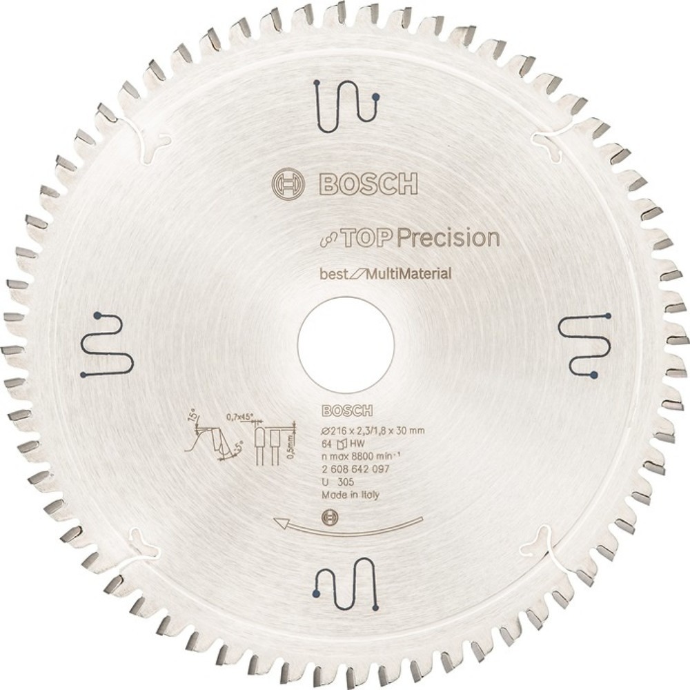 Produktabbildung: BOSCH Kreissägeblatt AD 216mm Z.64 HLTCG Bohr.30mm Schnitt-B.2,3mm