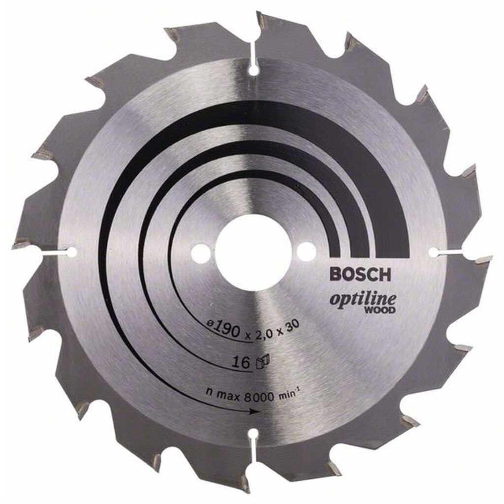 BOSCH Kreissägeblatt Optiline Wood AD 190mm Z.16 WZ Schnitt-B.2mm Produktabbildung Nr. 2: BOSCH Kreissägeblatt Optiline Wood AD 190mm Z.16 WZ Schnitt-B.2mm