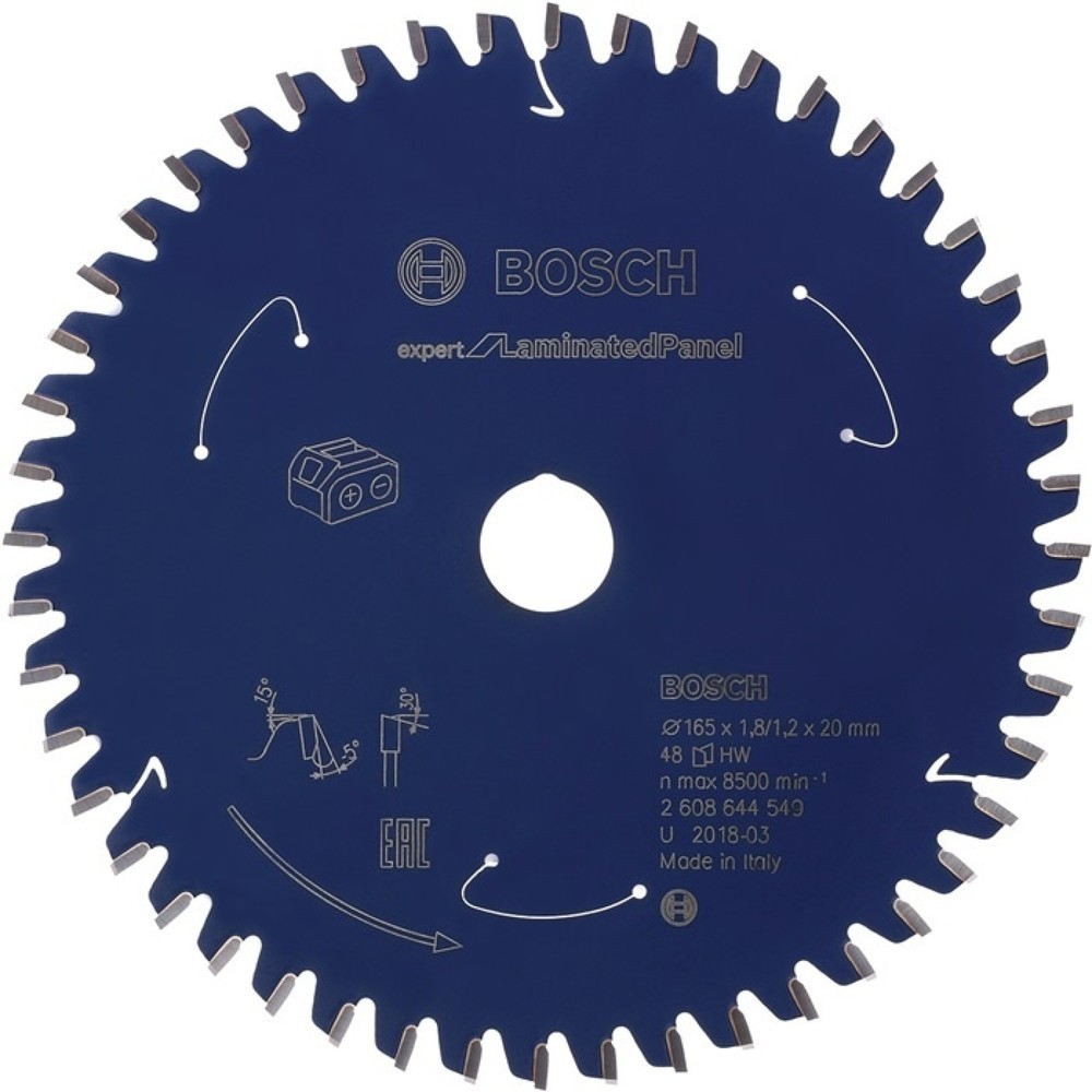 Produktabbildung: BOSCH Kreissägeblatt AD 165mm Z.48 WZ Bohr.20mm Schnitt-B.1,8mm HM