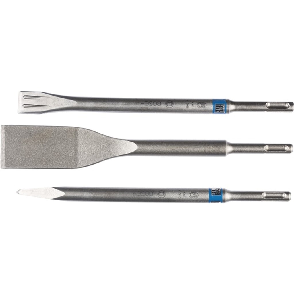 BOSCH Meißel-Set SDS-plus SDS-plus 3-tlg.selbstschärfend L.250/250/260mm Produktabbildung: BOSCH Meißel-Set SDS-plus SDS-plus 3-tlg.selbstschärfend L.250/250/260mm