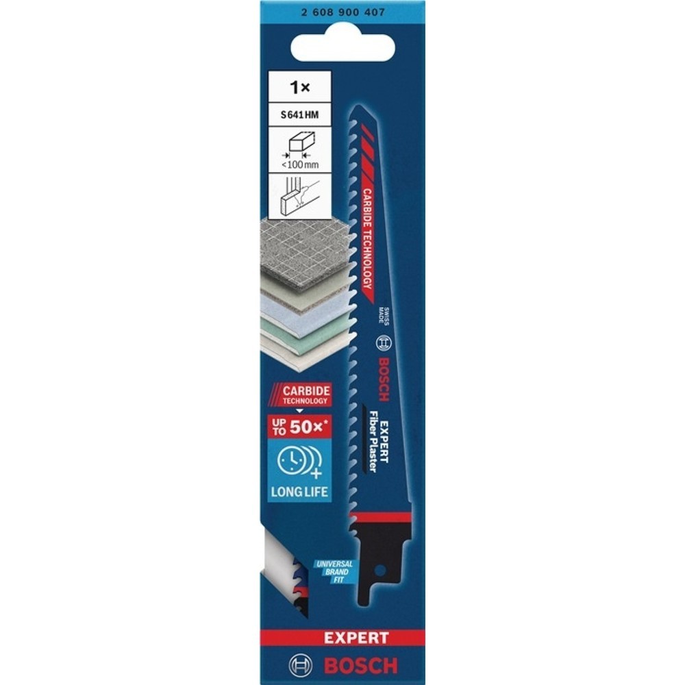Produktabbildung Nr. 2: BOSCH Säbelsägeblatt Expert Fiber Plaster S 641 HM, 4,3 mm, Länge 150 mm Breite 19 mm, 1 Stück / Karte, S-Schaft