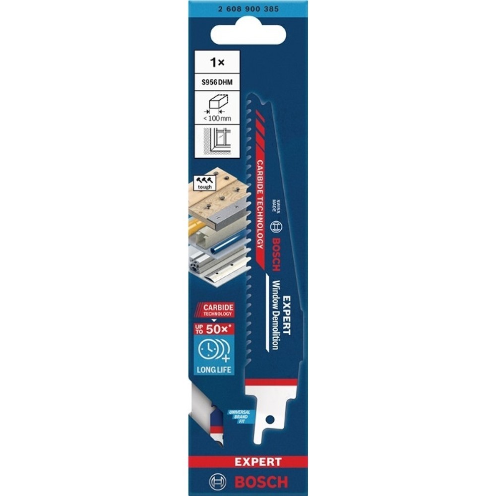 Produktabbildung Nr. 2: BOSCH Säbelsägeblatt Expert Window Demolition S 956 DHM, Länge 150 mm Breite 6 mm, 1 Stück / Karte, geschränkt, geschliffen
