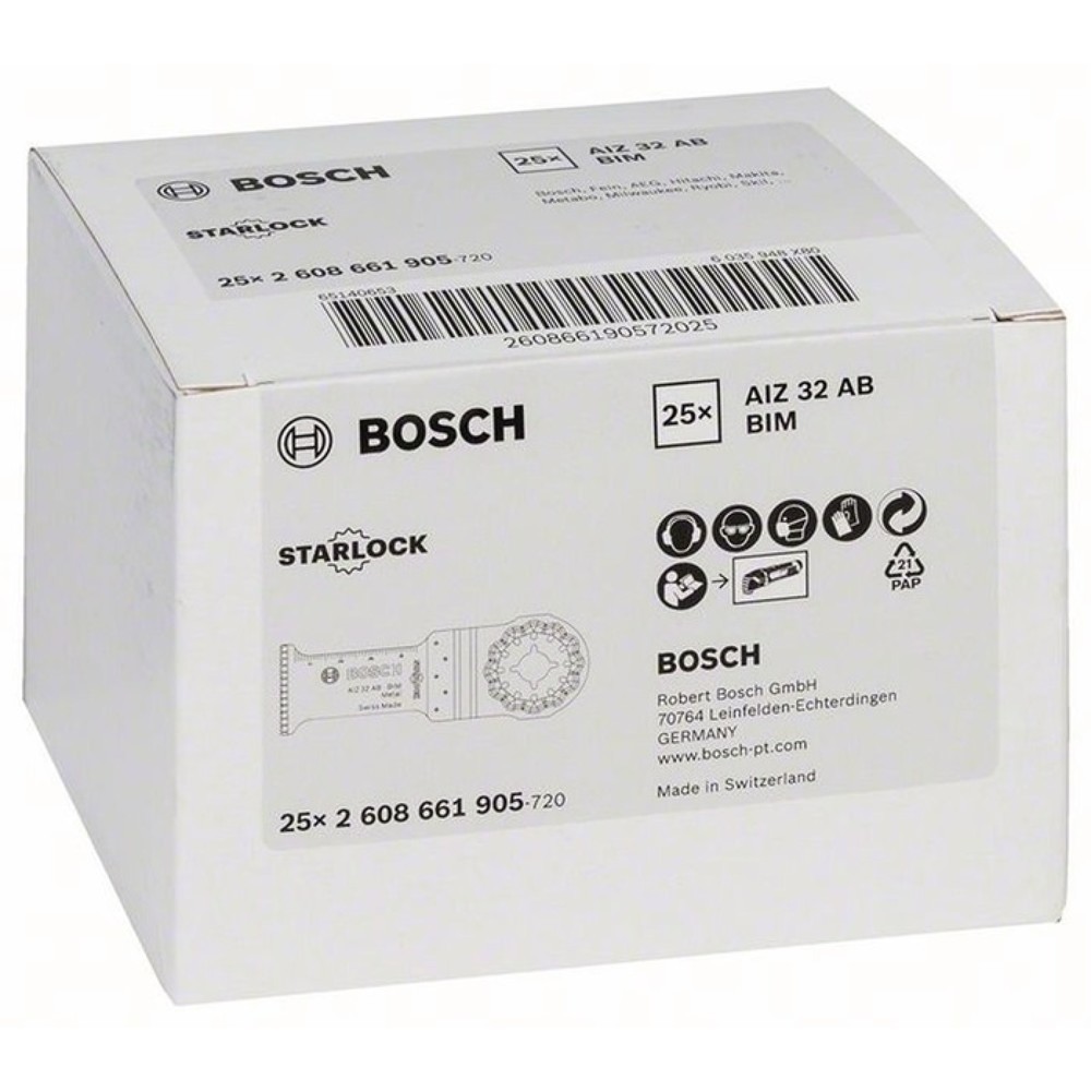 Produktabbildung Nr. 5: BOSCH Tauchsägeblatt AIZ 32 AB Metal, BIM, 25-tlg.B.32mm L.30mm, 25-tlg., f.Nägel/Kupferrohr u.Gipskartonplatten