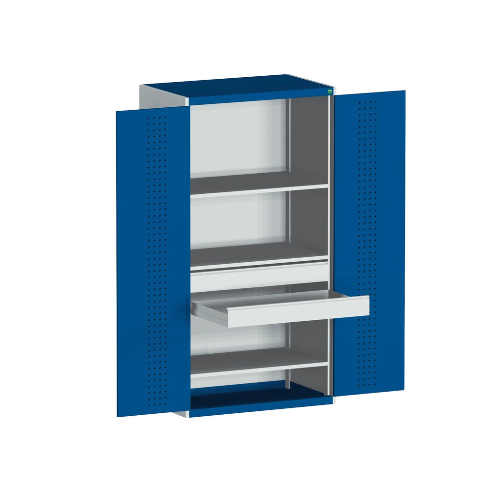 Immagine del prodotto n. 3: bott cubio Armadio ad ante battenti con 3 ripiani, 2 cassetti, HxLxP 2.000 x 1.050 x 650 mm, Blu genziana