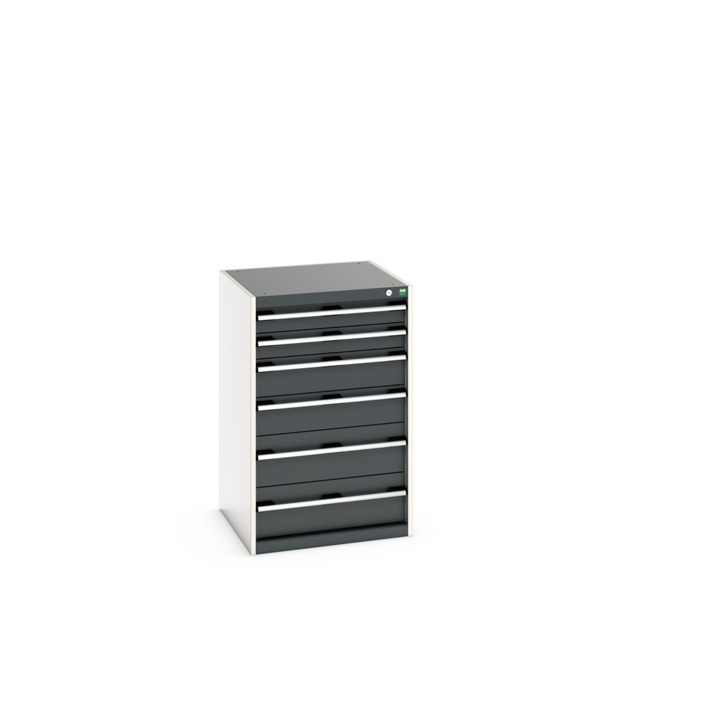 Product image: bott cubio drawer cabinet, drawers 2 x 100 + 2 x 150 x 2 x 200 mm, capacity 75 kg each, width 650 mm, anthracite grey