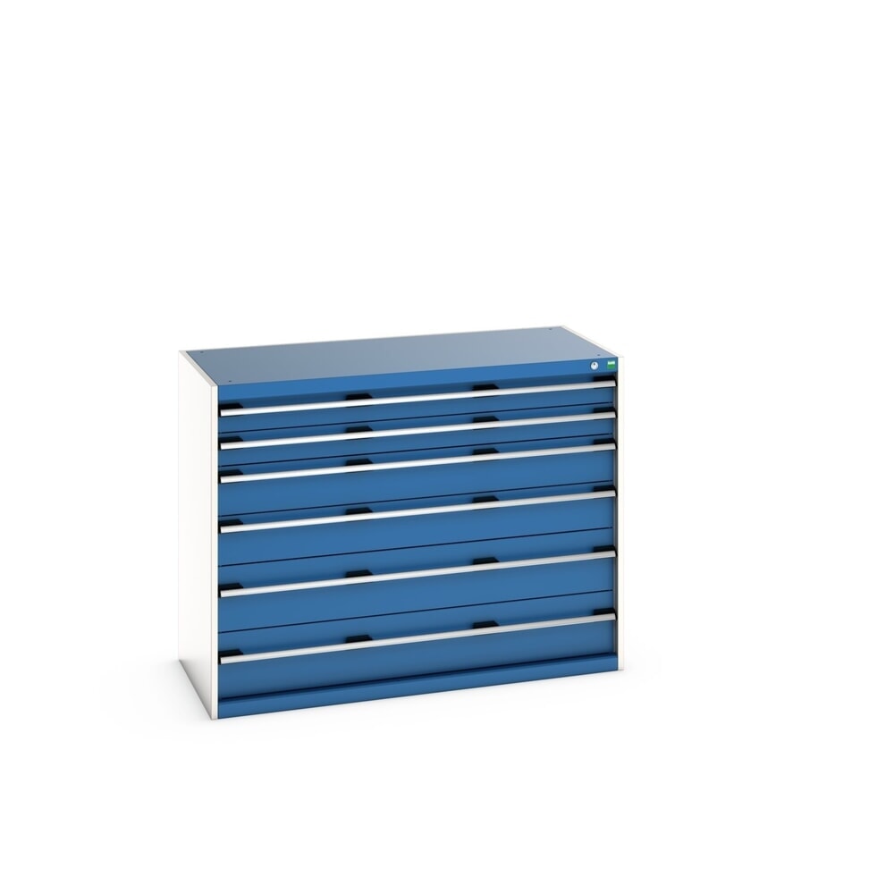 Product image: bott cubio drawer cabinet, drawers 2x100 + 2x150 + 2x200 mm, capacity 200 kg each, width 1,300 mm, gentian blue