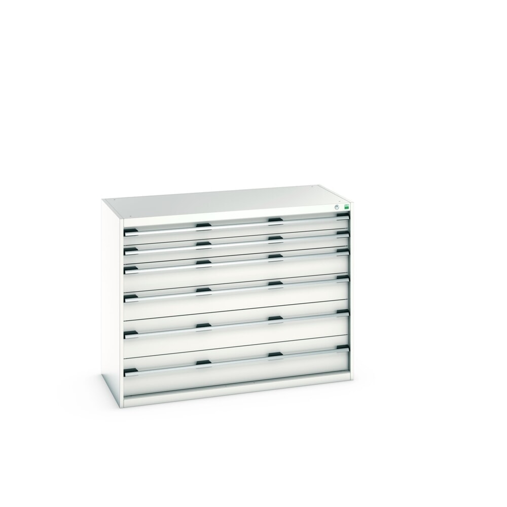 Product image: bott cubio drawer cabinet, drawers 2 x 100 + 2 x 150 + 2 x 200 mm, capacity 200 kg each, width 1300 mm, light grey