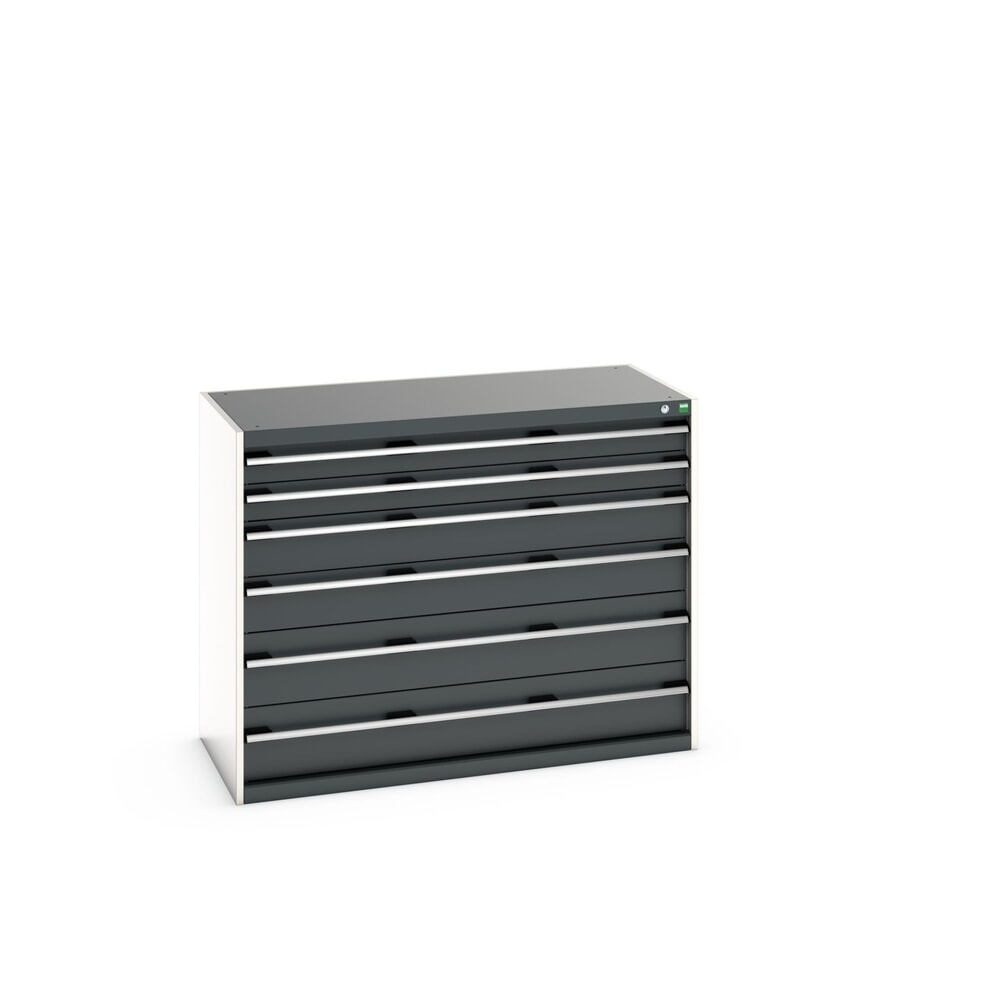 Product image: bott cubio drawer cabinet, drawers 2 x 100 + 2 x 150 x 2 x 200 mm, capacity 75 kg each, width 1300 mm, anthracite grey
