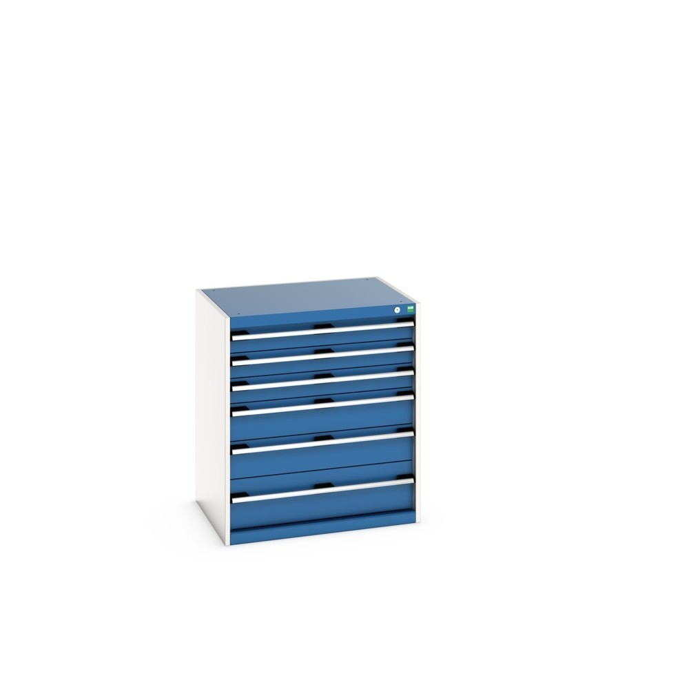 Product image: bott cubio drawer cabinet, drawers 3x100 + 2x150 x 1x200 mm, capacity 75 kg each, width 800 mm, gentian blue