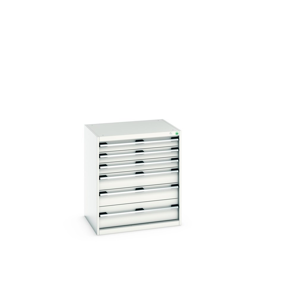 Product image: bott cubio drawer cabinet, drawers 3 x 100 + 2 x 150 x 1 x 200 mm, capacity 75 kg each, width 800 mm, light grey