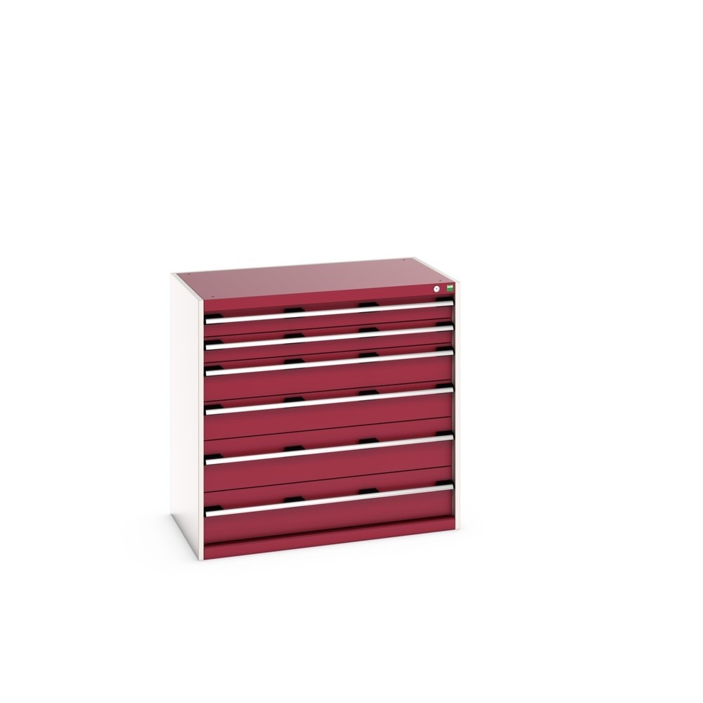 Produktabbildung: bott cubio Schubladenschrank, Schubladen 2x100 + 2x150 + 2x200 mm, TK je 200 kg, Breite 1.050 mm, purpurrot