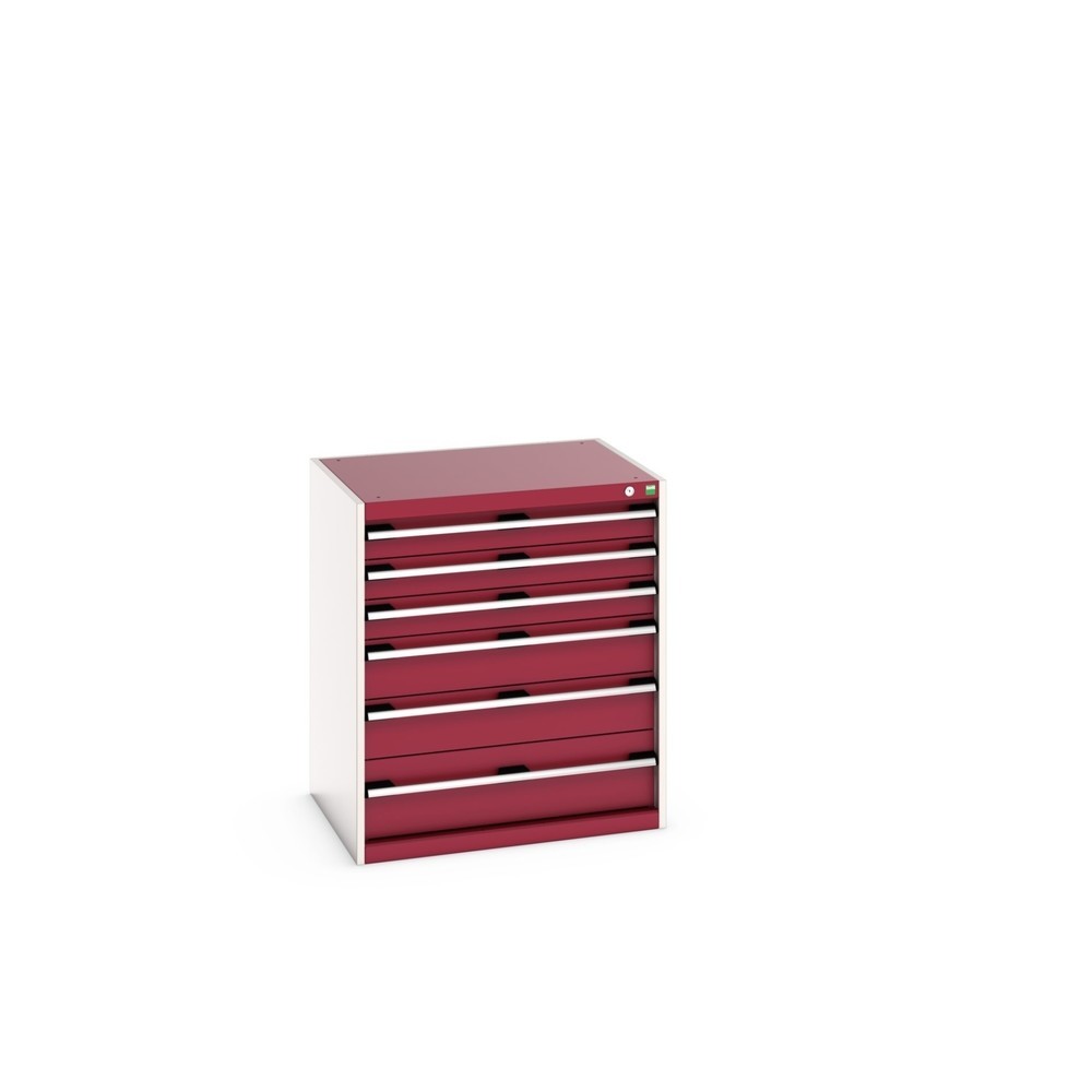 Produktabbildung: bott cubio Schubladenschrank, Schubladen 3x100 + 2x150 x 1x200 mm, TK je 75 kg, Breite 800 mm, purpurrot