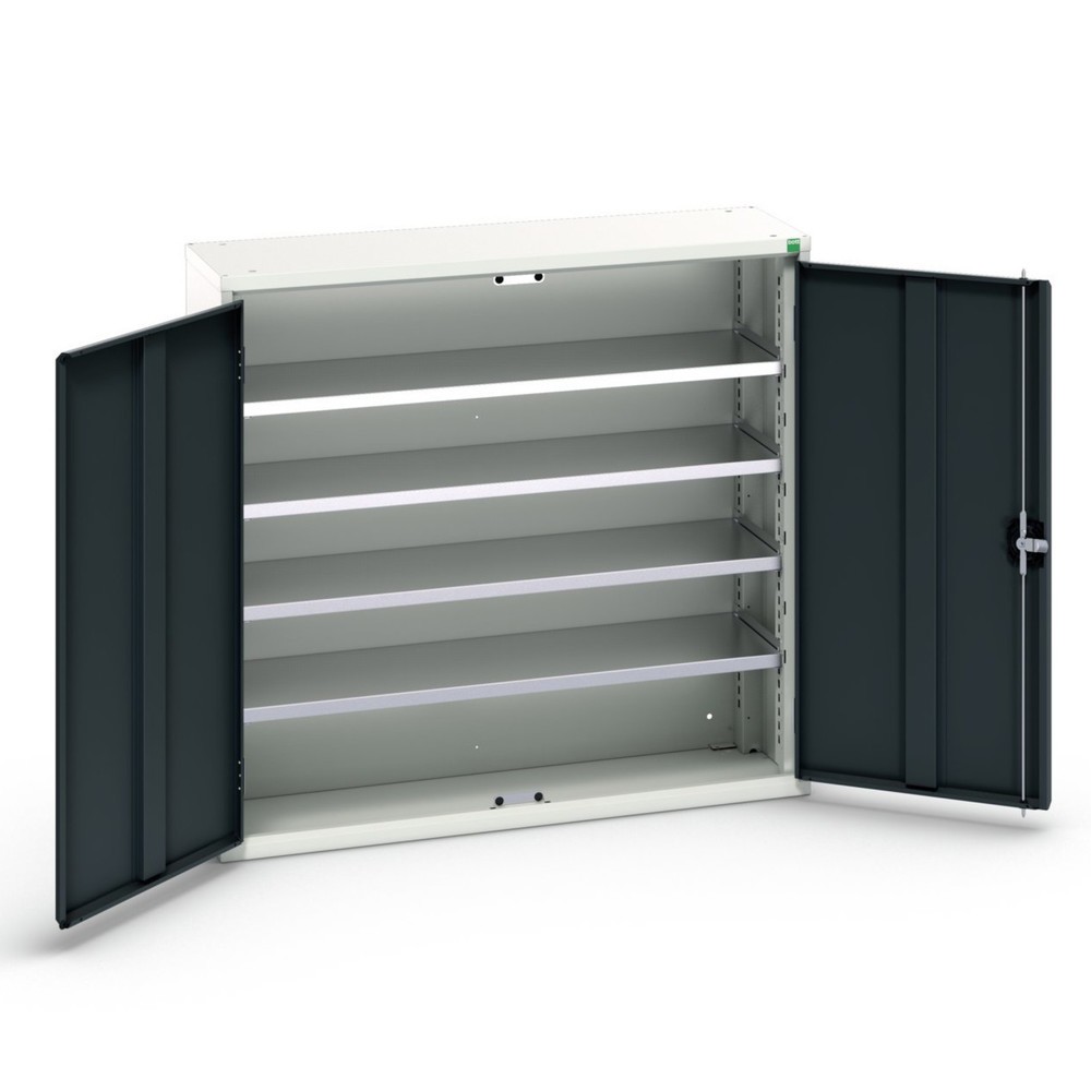 Illustration du produit: bott Armoire à bacs verso, avec 4 tablettes et 30 bacs à bec, lxPxH : 1 050 x 350 x 1 000 mm
