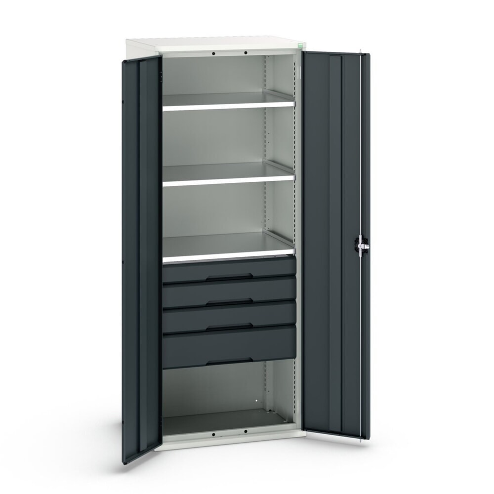 N° de l'image du produit 1 : bott Armoire à portes battantes avec tiroirs verso, avec 3 tablettes et 4 tiroirs, lxPxH : 800 x 550 x 2 000 mm