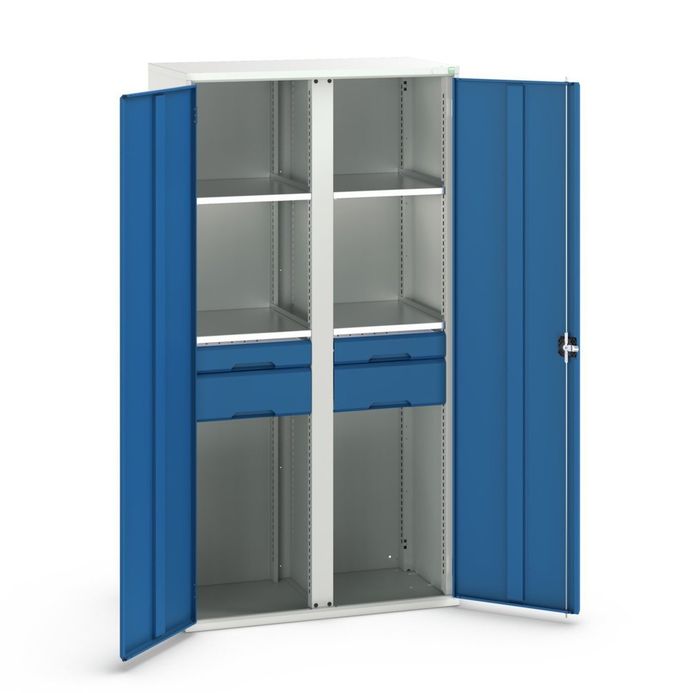 Illustration du produit: bott Armoire à portes battantes avec tiroirs verso, avec 4 tablettes et 4 tiroirs, lxPxH : 1 050 x 550 x 2 000 mm