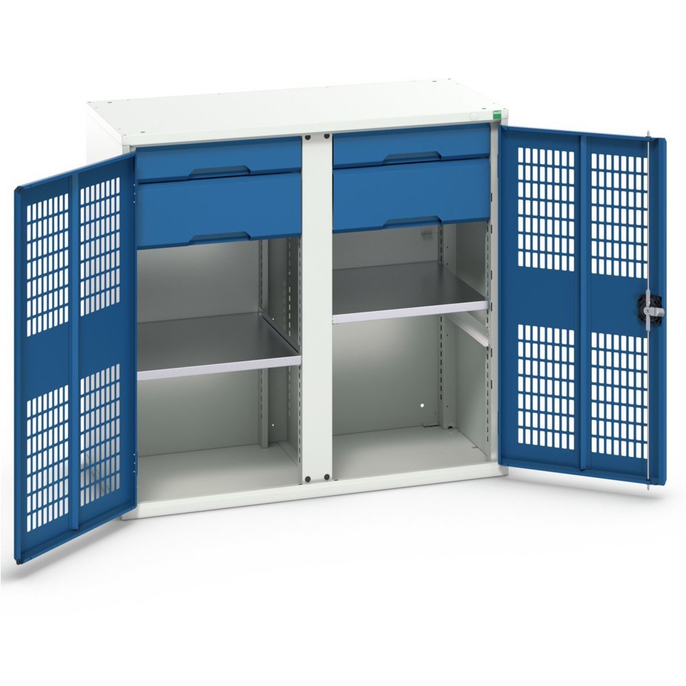 Illustration du produit: bott verso Armoire-penderie avec ventilation, avec 2 tablettes, 4 tiroirs, paroi de séparation, lxPxH : 1050 x 550 x 1 000 mm