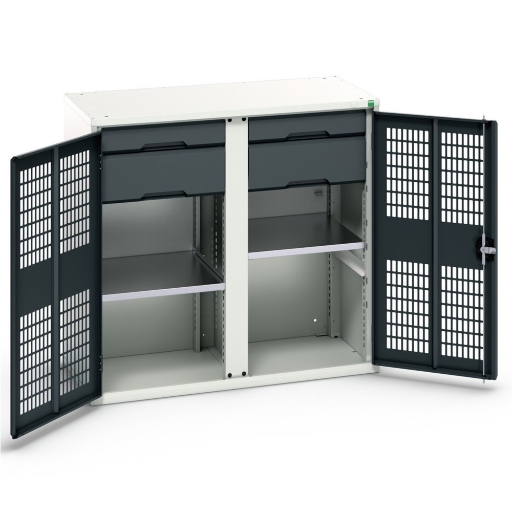 N° de l'image du produit 1 : bott verso Armoire-penderie avec ventilation, avec 2 tablettes, 4 tiroirs, paroi de séparation, lxPxH : 1050 x 550 x 1 000 mm