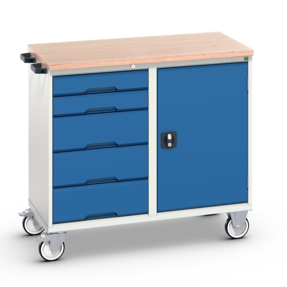 Product image no. 1: bott verso assembly trolley with 5 drawers, door and multiplex top, WxDxH: 1050 x 600 x 980 mm