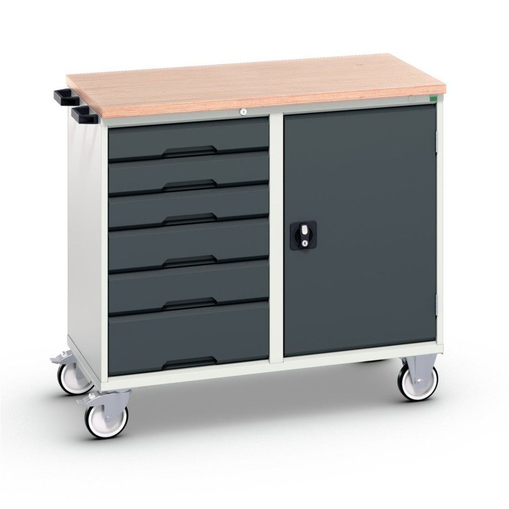 Product image: bott verso assembly trolley with 6 drawers, door and multiplex top, WxDxH: 1050 x 600 x 980 mm