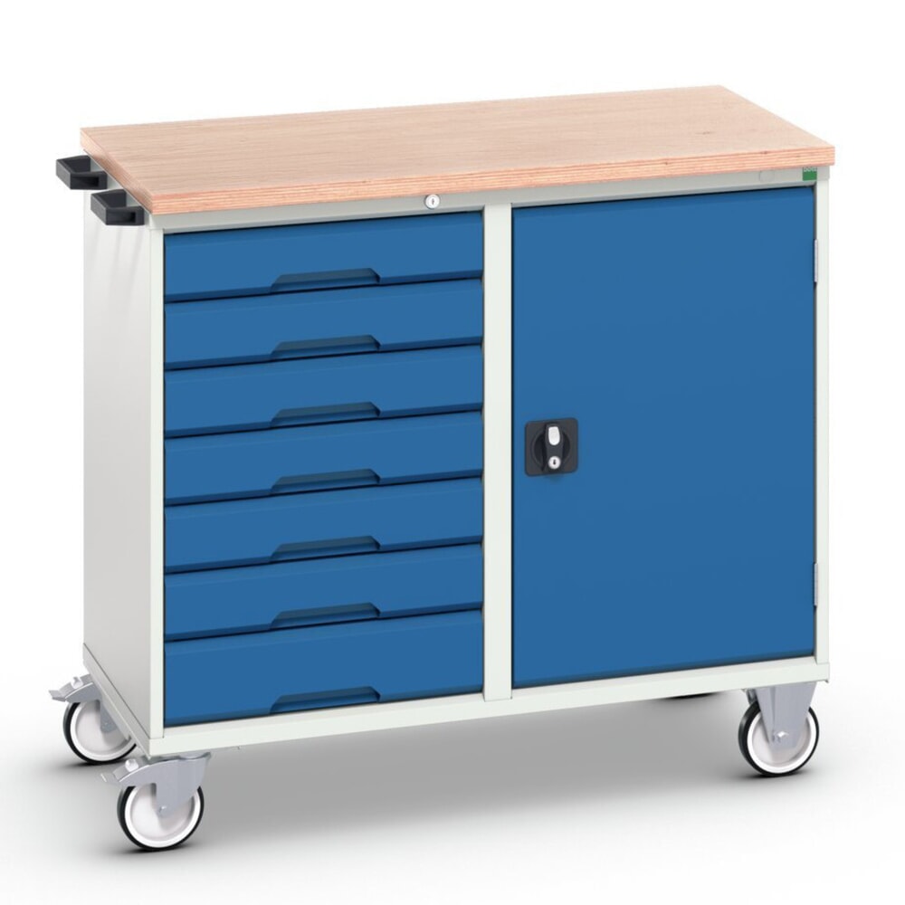Product image no. 1: bott verso assembly trolley with 7 drawers, door and multiplex top, WxDxH: 1050 x 600 x 980 mm