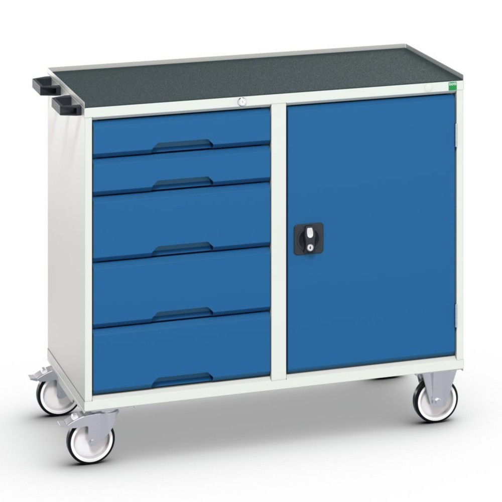 Immagine del prodotto: bott verso Carrello di montaggio, con 5 cassetti, anta e bordo rialzato, LxPxA: 1050 x 550 x 965 mm