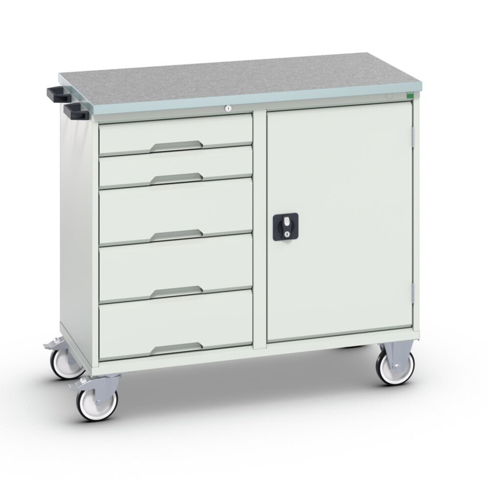 N° de l'image du produit 1 : bott verso Chariot de montage, avec 5 tiroirs, porte et top en linoléum