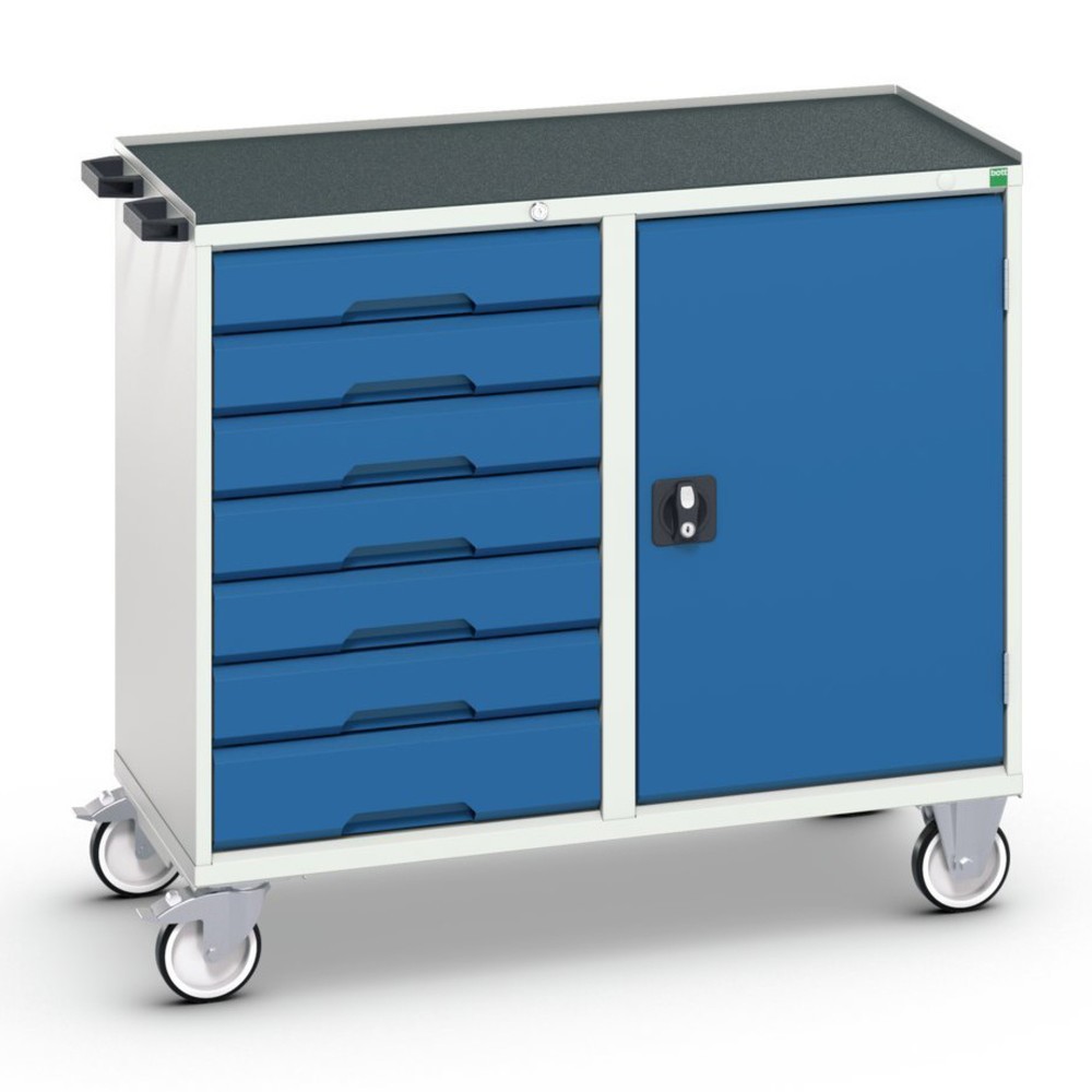 N° de l'image du produit 1 : bott Chariot de montage verso, avec 7 tiroirs, porte et rebord anti-chutes, lxPxH : 1 050 x 550 x 965 mm