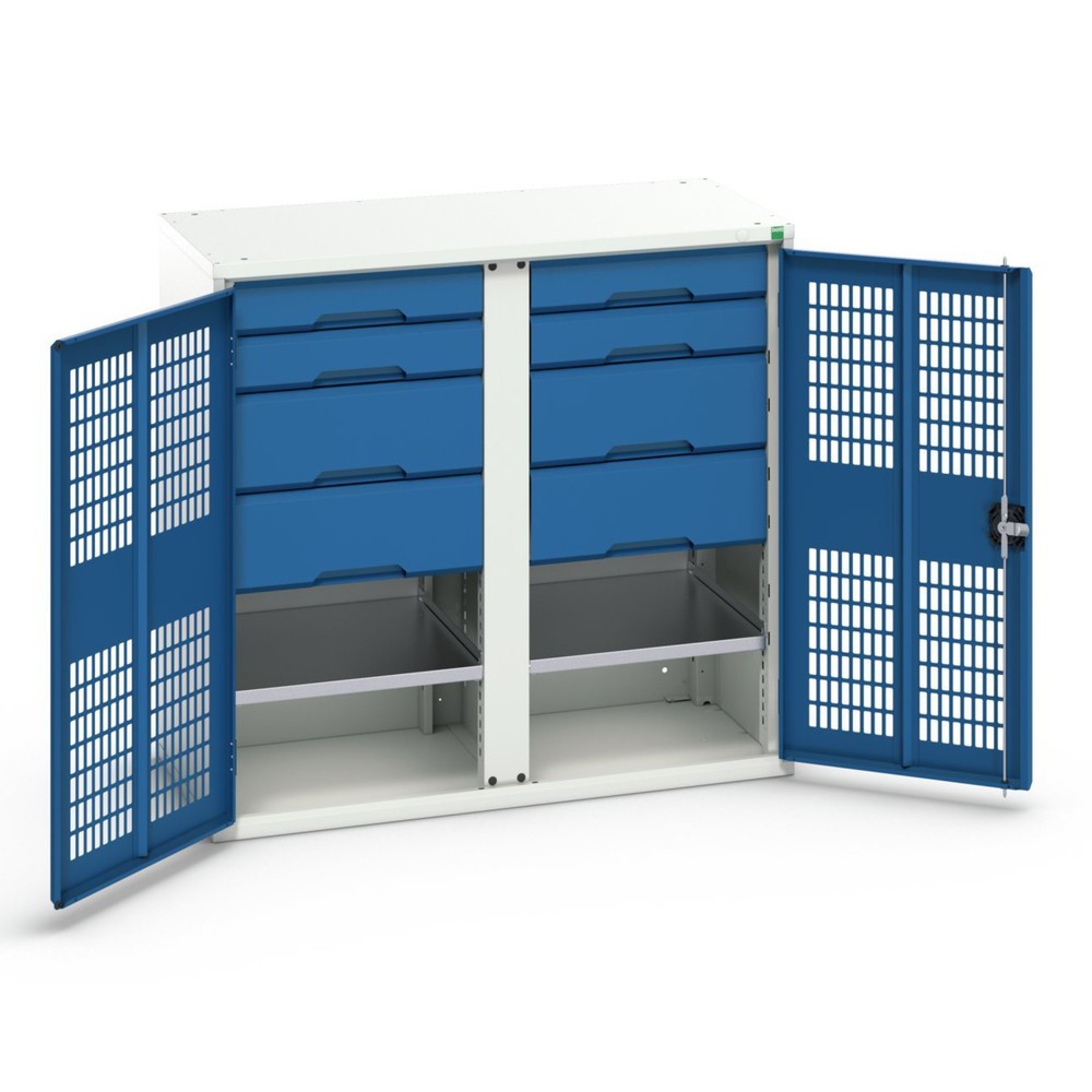 Product image: bott verso clothes locker with ventilation, with 2 shelves, 8 drawers, partition, WxDxH: 1050 x 550 x 1000 mm