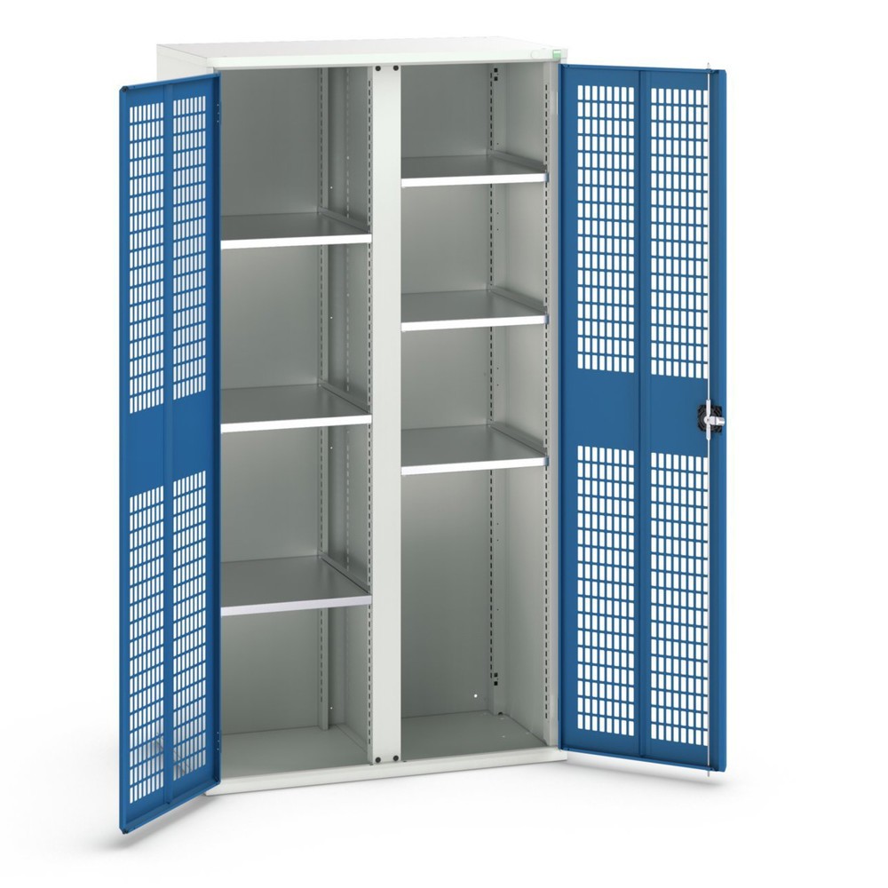 Product image: bott verso clothes locker with ventilation, with 6 shelves and partition, WxDxH: 1050 x 550 x 2000 mm