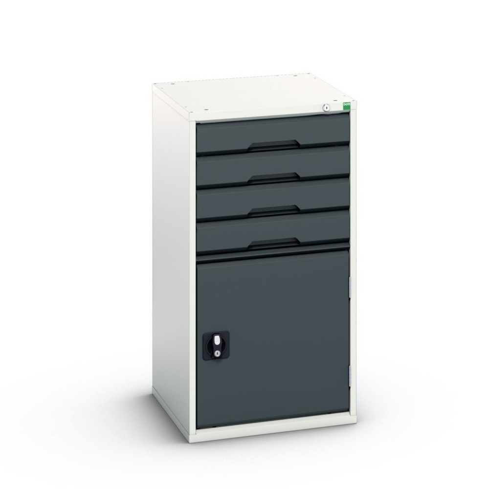 Product image: bott verso drawer cabinet with hinged door, with 4 drawers and shelf, WxDxH: 525 x 550 x 1000 mm
