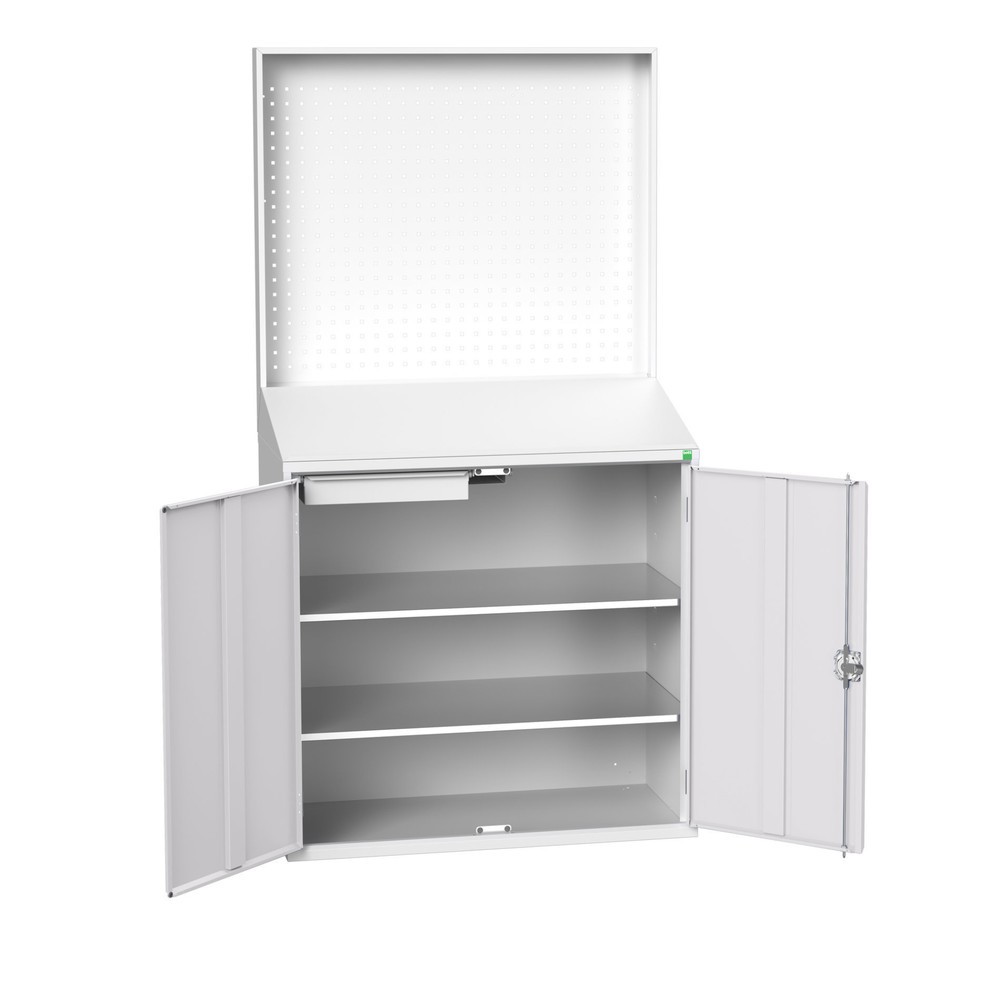 Product image no. 1: bott verso Economy desk with perforated rear panel, with 2 shelves, 1 drawer, WxDxH: 1050 x 550 x 2000 mm