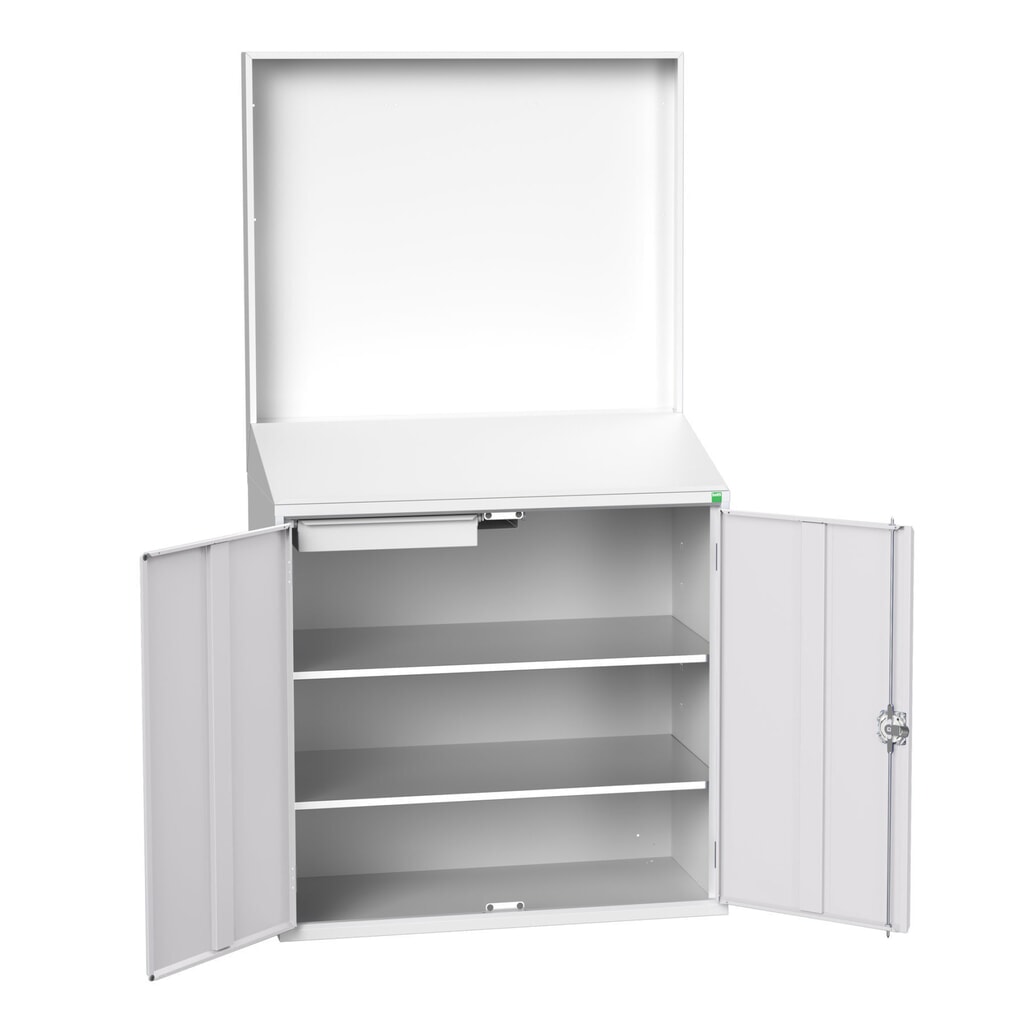 bott verso Economy Pult mit glatter Rückwand, mit 2 Fachböden, 1 Schublade, BxTxH: 1050 x550 x 2000 mm Produktabbildung Nr. 1: bott verso Economy Pult mit glatter Rückwand, mit 2 Fachböden, 1 Schublade, BxTxH: 1050 x550 x 2000 mm