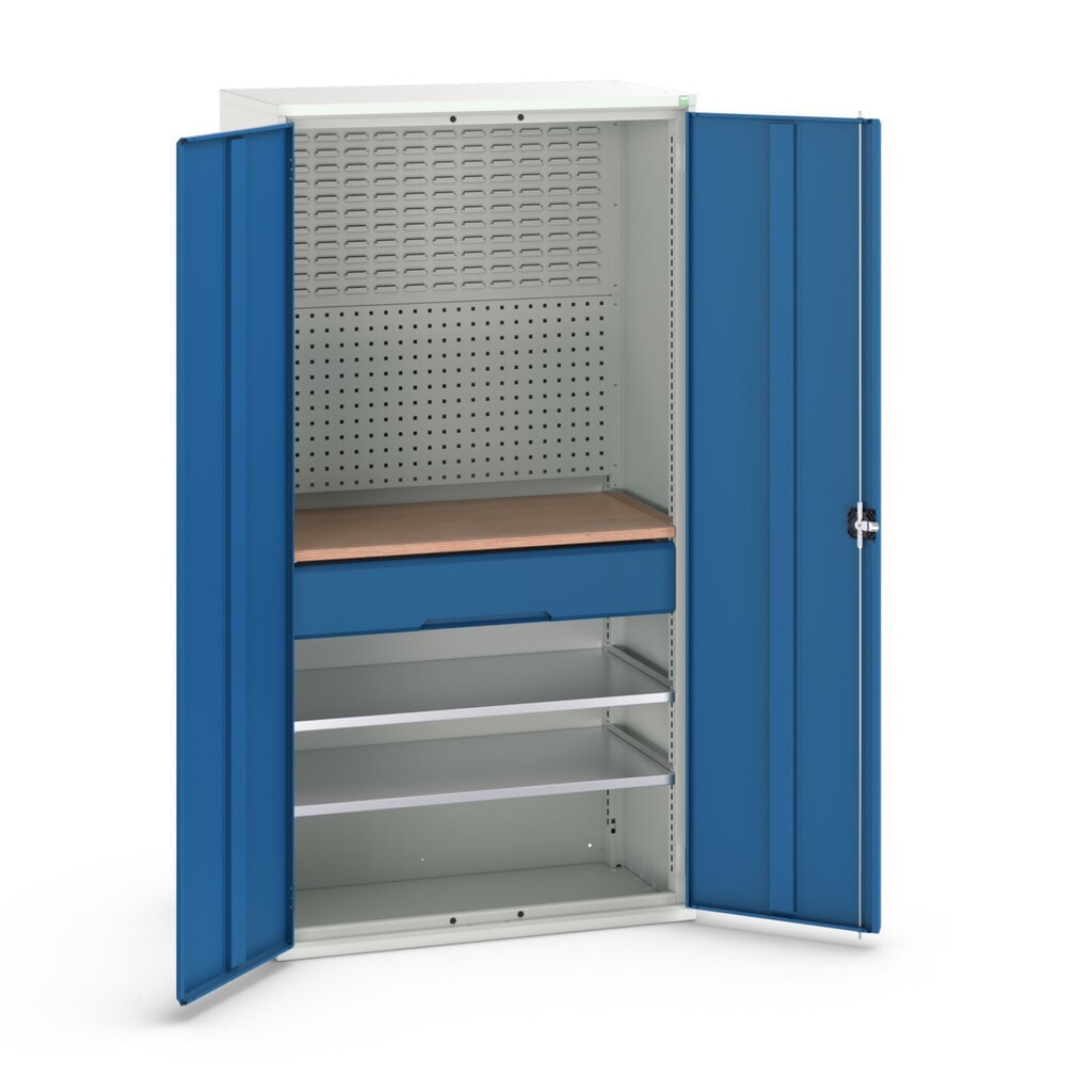 bott verso Flügeltürschrank mit 1 Schublade, mit 2 Fachböden und Rückwand, BxTxH: 1050 x550 x 2000 mm Produktabbildung Nr. 1: bott verso Flügeltürschrank mit 1 Schublade, mit 2 Fachböden und Rückwand, BxTxH: 1050 x550 x 2000 mm