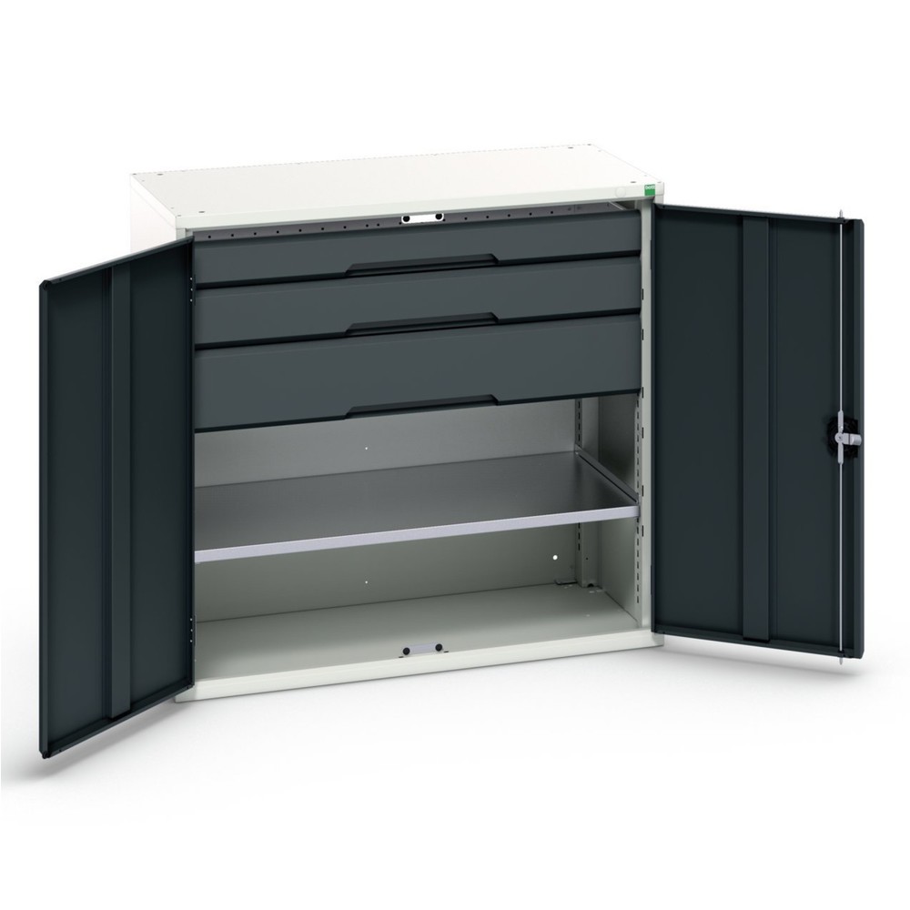 Produktabbildung: bott verso Beistellschrank mit Schubladen, mit 1 Fachboden und 3 Schubladen, BxTxH: 1050 x 550 x 1000 mm