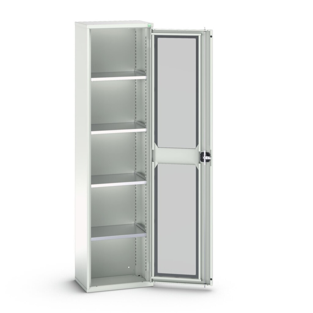 bott verso Flügeltürschrank mit Sichtfenster, mit 4 Fachböden, BxTxH: 525 x 350 x 2000 mm Produktabbildung: bott verso Flügeltürschrank mit Sichtfenster, mit 4 Fachböden, BxTxH: 525 x 350 x 2000 mm