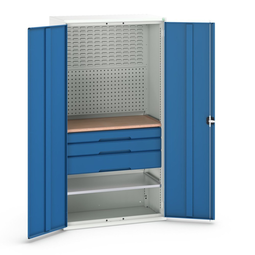 Product image no. 1: bott verso hinged door cabinet with 3 drawers, with 2 shelves and rear panel, WxDxH: 1050 x 550 x 2000 mm